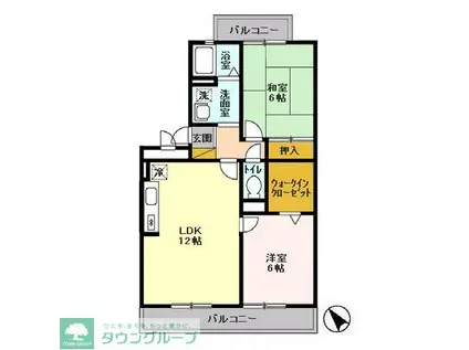 ヴィラ・グリーンヒルズ(2LDK/2階)の間取り写真