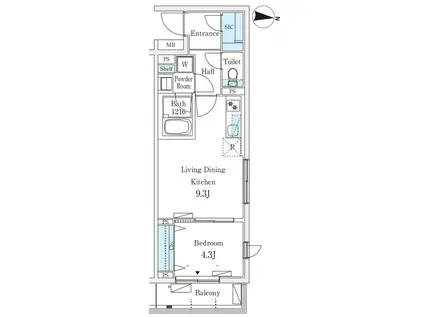 テラス杉並方南町(1LDK/1階)の間取り写真
