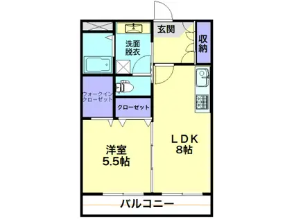 ロイヤル末広(1LDK/3階)の間取り写真