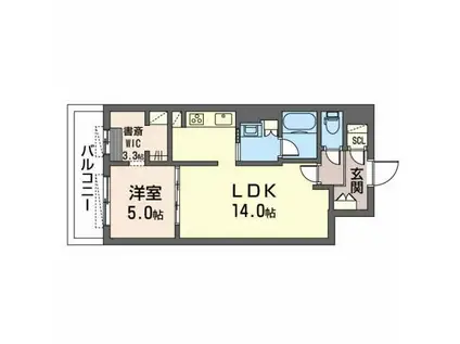 ハウオリ江坂(1LDK/4階)の間取り写真