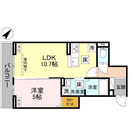 ノーブルラフィネ蕨(1LDK/1階)の間取り写真