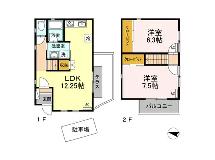 ノイハウス三橋(2LDK/1階)の間取り写真