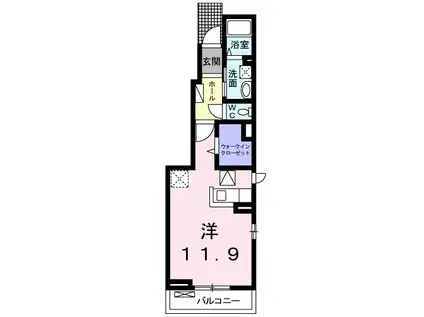 エアリーヒル・II(ワンルーム/1階)の間取り写真