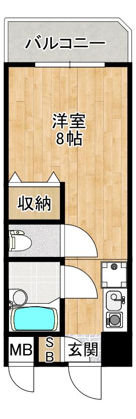 光ミノオパレス(ワンルーム/1階)の間取り写真