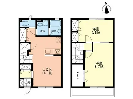 ピーノII(2LDK/1階)の間取り写真