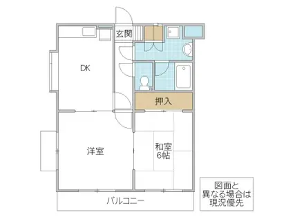 ヴァンヴェール水戸(2DK/2階)の間取り写真