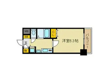 プレサンス名古屋駅前ヴェルロード(1K/3階)の間取り写真