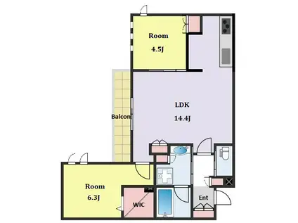 アチェーロ駒沢大学(2LDK/1階)の間取り写真