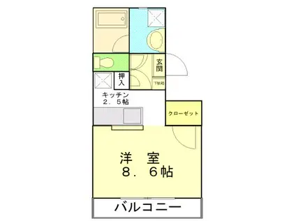 シンシアM(1K/2階)の間取り写真