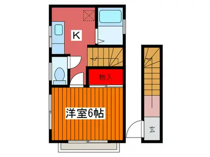 アスカハイム西ヶ原(1K/2階)の間取り写真