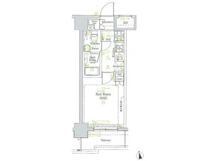 グラントゥルース門前仲町(1K/6階)の間取り写真