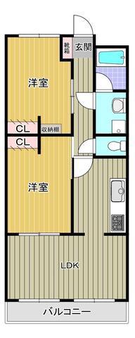 ボヌール原田町(2LDK/1階)の間取り写真