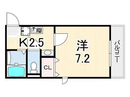 モカ・メゾン六甲(1K/2階)の間取り写真