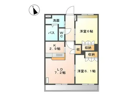 プレザンス湯郷(2LDK/1階)の間取り写真