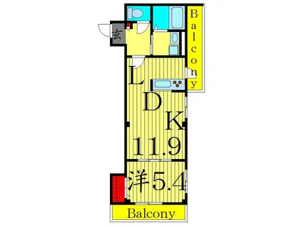 ニューサンハイム(1LDK/2階)の間取り写真