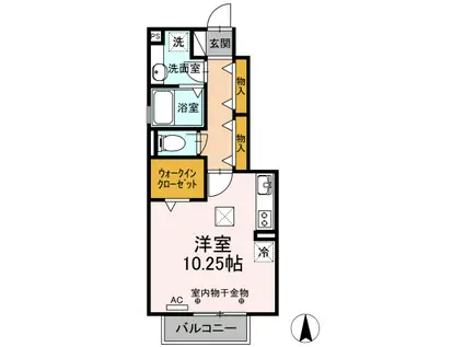 グラード105(ワンルーム/1階)の間取り写真