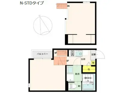 WOOD HOUSE穀町(1K/2階)の間取り写真