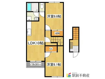 ソレイユ南(2LDK/2階)の間取り写真
