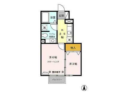 キューブ樋口101(2K/1階)の間取り写真