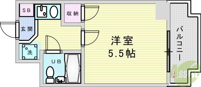 プレステージ石橋(1K/3階)の間取り写真