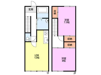松波3丁目アパート(2LDK/1階)の間取り写真