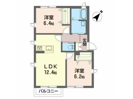 プロヌーブ植田I(2LDK/1階)の間取り写真