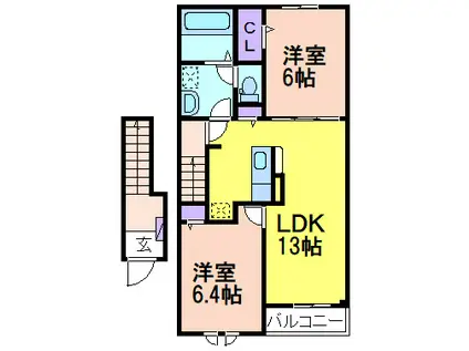 カーサ アリエッタ(2LDK/2階)の間取り写真