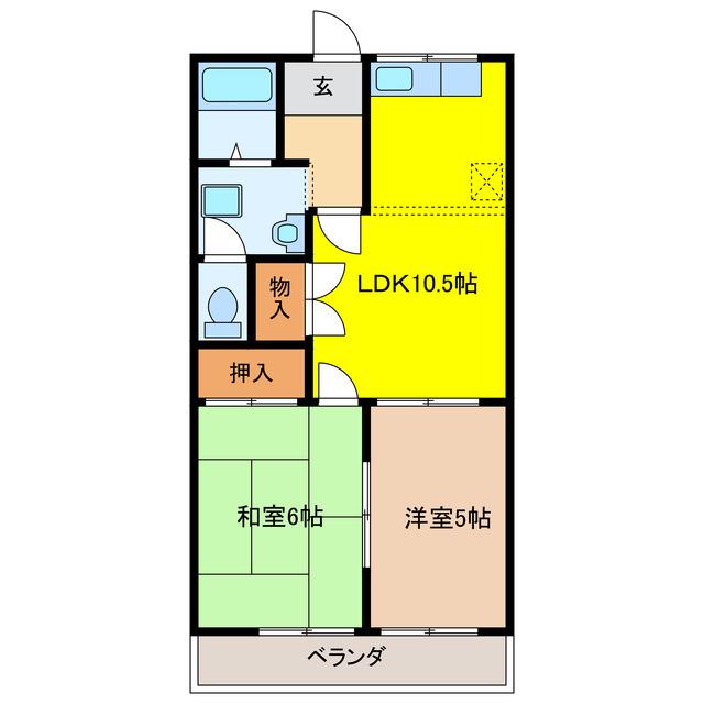 二の丸ハイム(2LDK/2階)の間取り写真