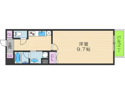 ATKレジデンスなにわ橋(1K/3階)の間取り写真