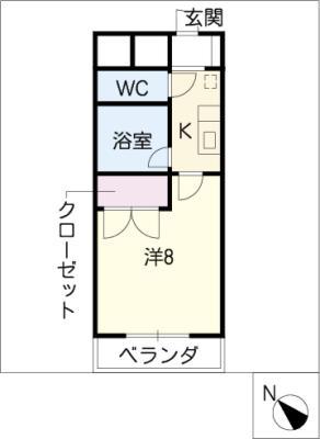 ナイスセブンあつみ(1K/4階)の間取り写真
