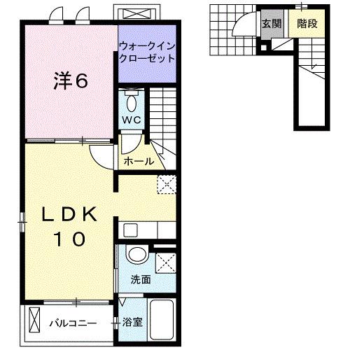エバーグリーンM.K.T.A(1LDK/2階)の間取り写真