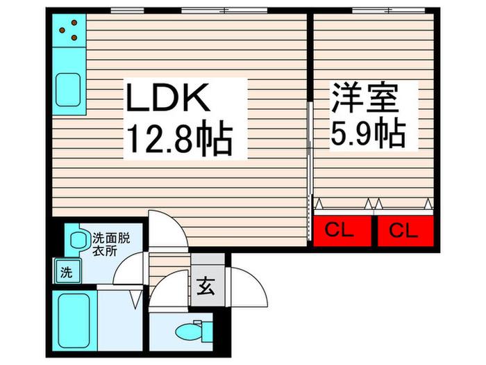ウエスト・ハイランド・コート(1LDK/2階)の間取り写真
