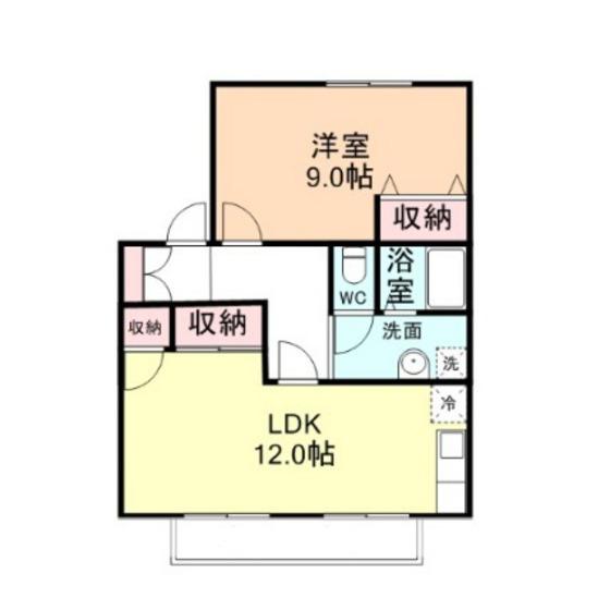 メゾン・カナルパークA(1LDK/1階)の間取り写真