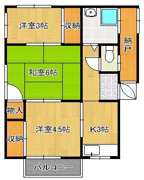 中村アパート(3K/2階)の間取り写真