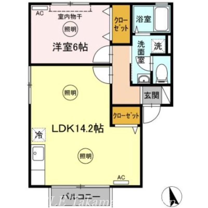 ベルジュネスJ A(1LDK/2階)の間取り写真
