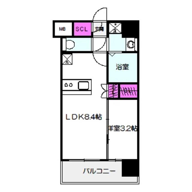エスリードレジデンス都島ノース(1LDK/4階)の間取り写真