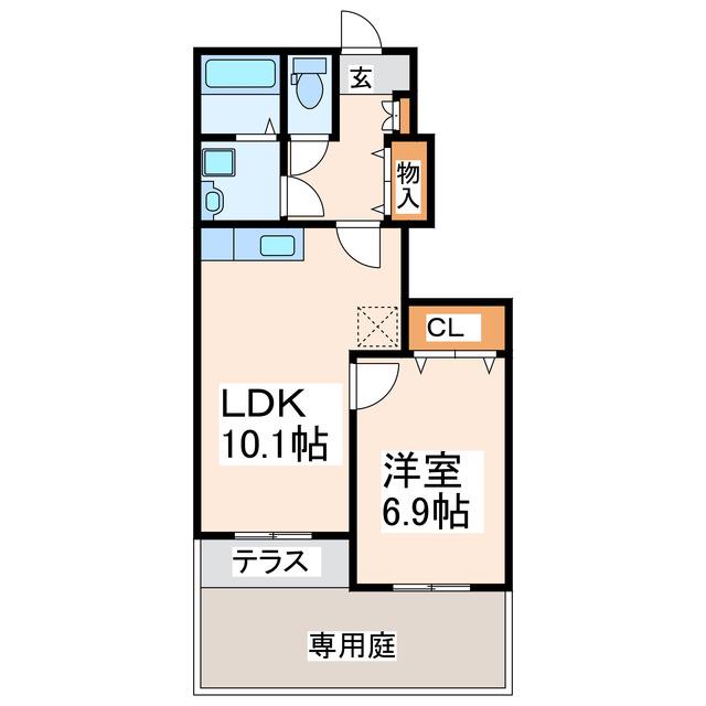 サンパステル(1LDK/1階)の間取り写真