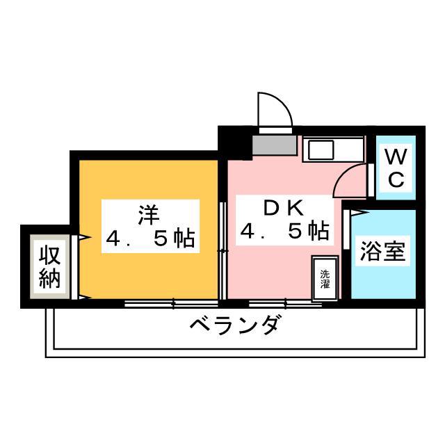 ウエルズ平松ビル(1DK/3階)の間取り写真