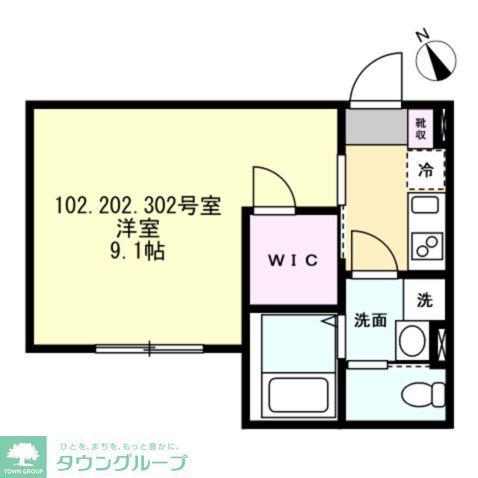 FELICE相模原(1K/3階)の間取り写真