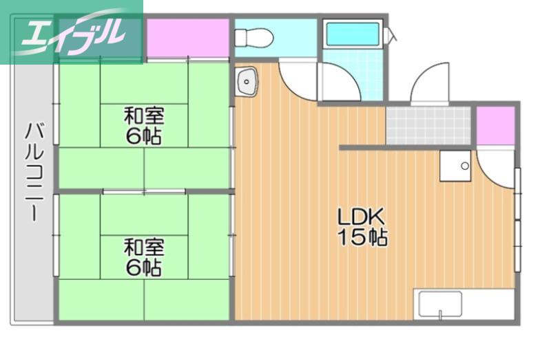 洲崎ハイツ(2LDK/3階)の間取り写真