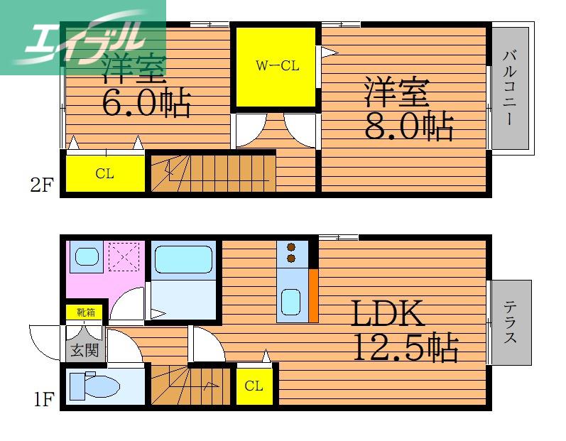BLISS COURT D棟(2LDK/1階)の間取り写真