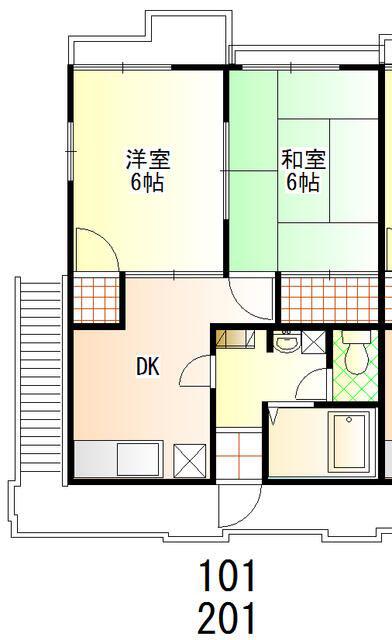 ベルファーストB(2DK/2階)の間取り写真
