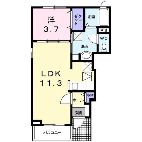 ミューズB(1LDK/1階)の間取り写真