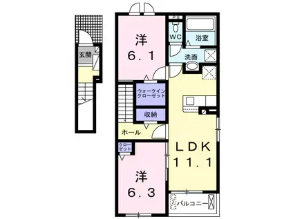 インハリット A(2LDK/2階)の間取り写真