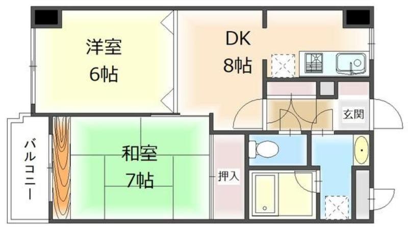 プレステップAキューブ(2DK/5階)の間取り写真