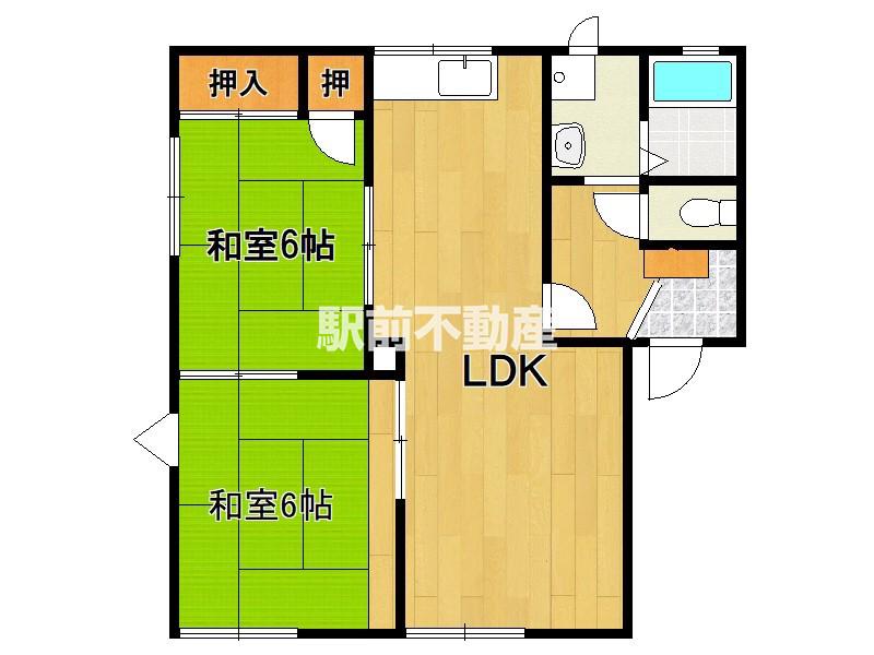 ドミール姪浜B(2LDK/2階)の間取り写真