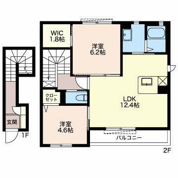 サングリーン小鹿(2LDK/2階)の間取り写真