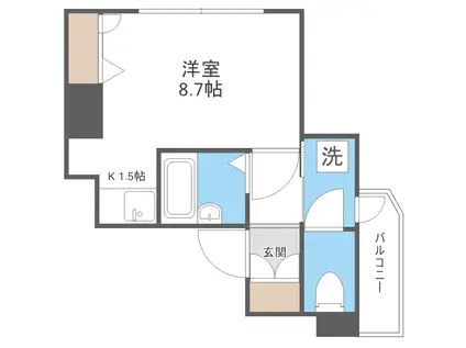 ペルシェール円山(1K/6階)の間取り写真