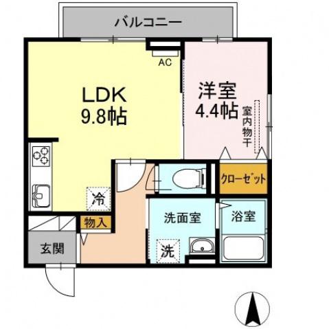 シュヴァル・ドゥーズ(1LDK/2階)の間取り写真