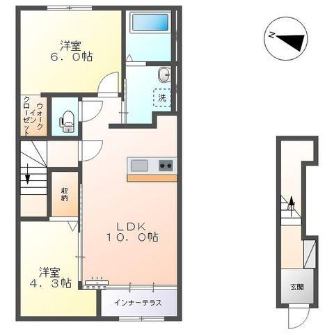 ブルースター(2LDK/2階)の間取り写真